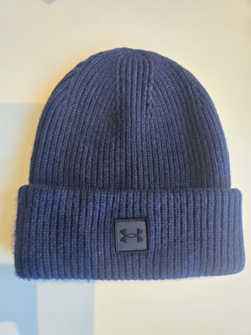 Under Armour Navy Ribbed Cuffed Beanie with Logo Patch